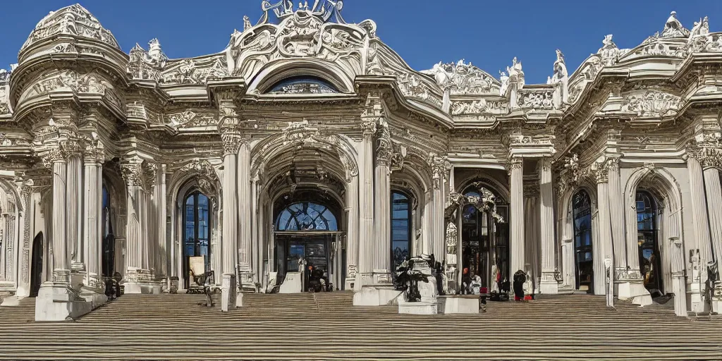 Prompt: extremely detailed ornate stunning beautiful elegant futuristic museum exterior curvilinear design