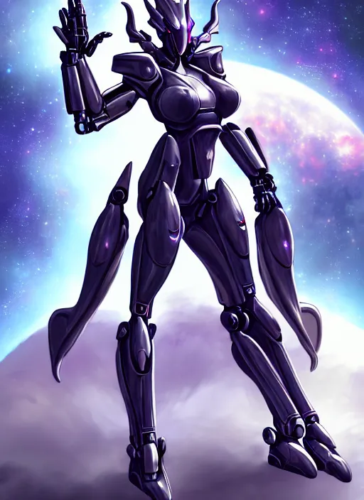 Image similar to cinematic goddess shot, cosmic sized perfectly proportioned stunning beautiful hot anthropomorphic robot mecha female dragon, in space, nebula sized, larger than galaxies, galaxy floating in palm, sleek silver armor, epic proportions, epic size, epic scale, digital art, furry art, macro art, dragon art, giantess art, warframe fanart, furaffinity, deviantart