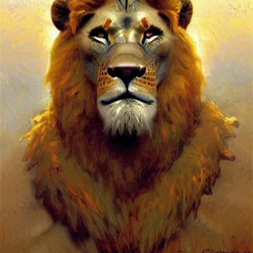 Image similar to a portrait of an anthromorphic lionman. highly detailed painting by gaston bussiere, craig mullins, j. c. leyendecker, furry