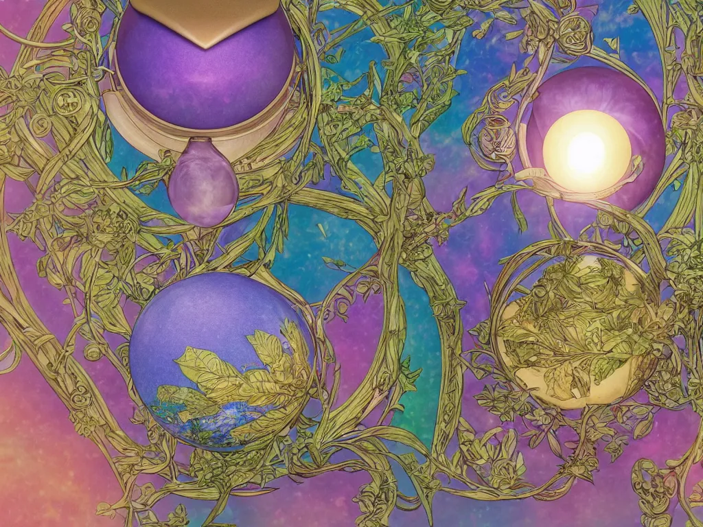 Prompt: the orb of time, sunlight study, art nouveau, by maria sibylla merian and ( ( ( ( lisa frank ) ) ) ), 8 k, sharp focus, octane render, ( ( ( ( kauai ) ) ) )