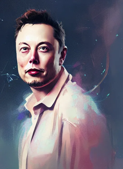 Image similar to a beautiful portrait of elon musk. character design by cory loftis, fenghua zhong, ryohei hase, ismail inceoglu and ruan jia. volumetric light, detailed, rendered in octane