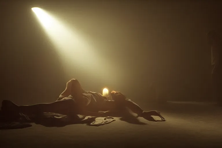Image similar to vfx movie scene sleep paralysis night natural lighting by emmanuel lubezki
