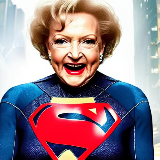 Image similar to betty white marvel superhero