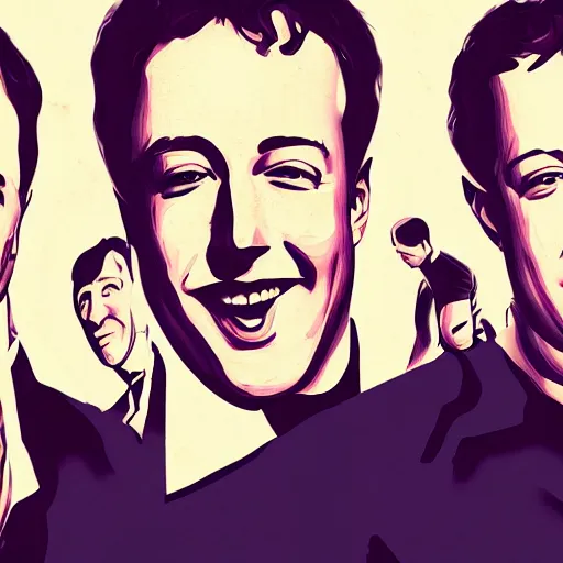 Prompt: portrait of elon musk, mark zuckerberg, jeff bezos, in meeting together, very detailed, art contest winner on behance, trendy on deviant art, by by artgem