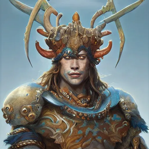 Prompt: a detailed portrait of a triton warrior, by justin gerard and victo ngai, digital art, realistic painting, very detailed, fantasy, dnd, trending on artstation