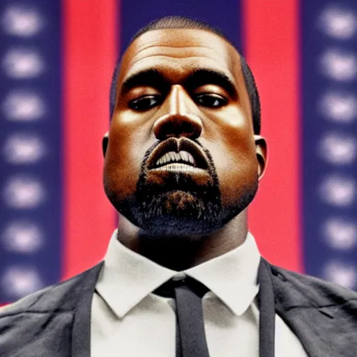 Image similar to official portrait of the United States president Kanye West, 2014. Photograph