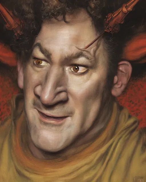 Prompt: closeup portrait of whimsical conniving ted cruz, court jester in renaissance era,, masterpiece, by donato giancola and greg rutkowski and wayne barlow and zdzisław beksinski, high contrast, realistic face