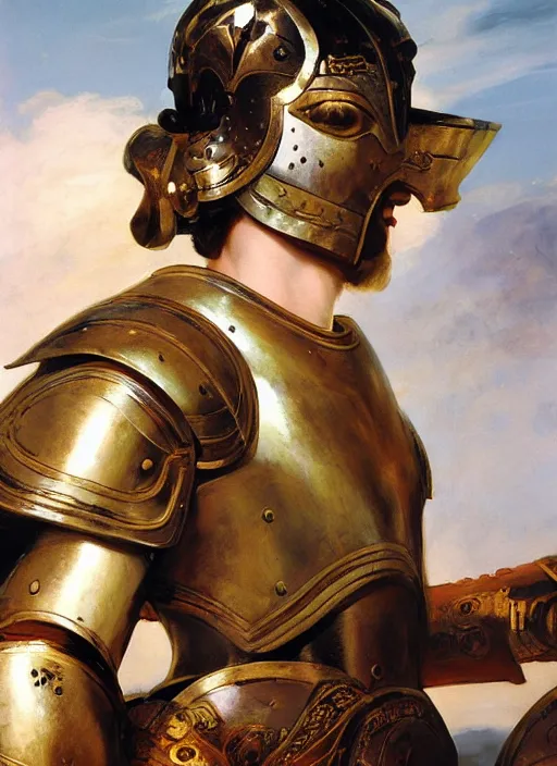 Prompt: close - up of an ancient greek character in armor, by ilya kuvshinov, by thomas lawrence, by bayard wu