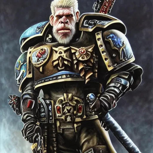 Image similar to Warhammer 40k Ron Perlman, photorealistic