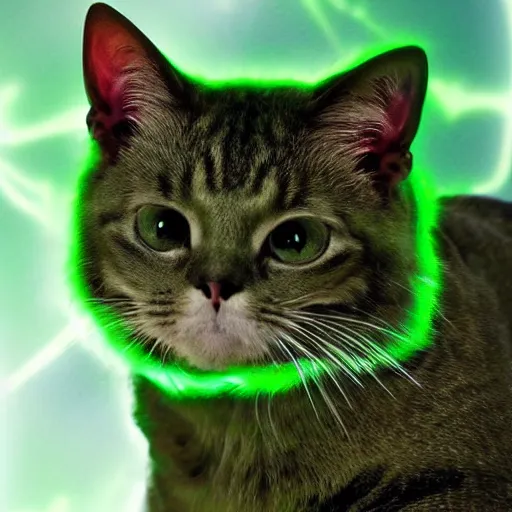 Image similar to a green alien cat from another world