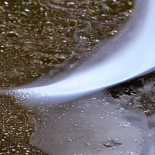 Prompt: last drop of a river evaporating in slow motion