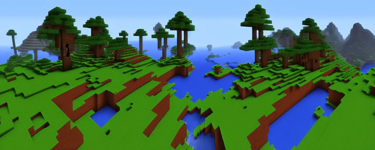 Image similar to minecraft with shaders, 4k wallpaper, beautiful landscape, dreamy environment