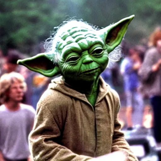 Image similar to yoda performing at woodstock