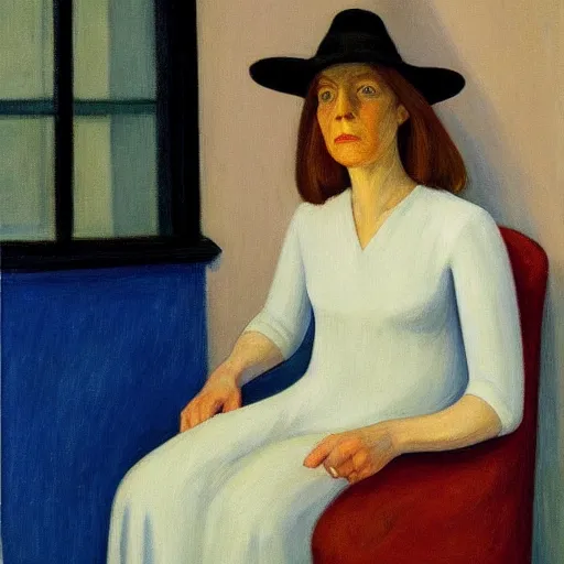 Image similar to a realistic witch portrait, by jean edward hopper,