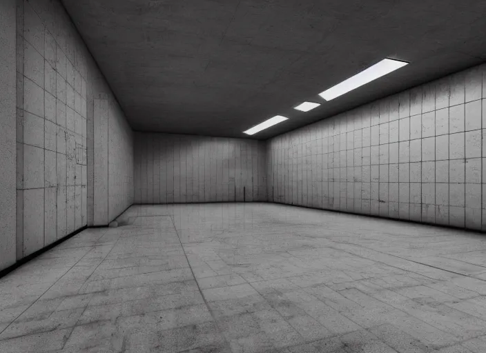 Prompt: an enormous spacious SCP (Secure. Contain. Protect) agency hall interior in brutalist restrained sovietpunk cold war aesthetics inspired by CIA FSB NSA KGB GRU, extremely high detail, photorealistic, eeriewave, brutalpunk, cinematic lighting, trending on ArtStationHQ, DSLR, Nikon