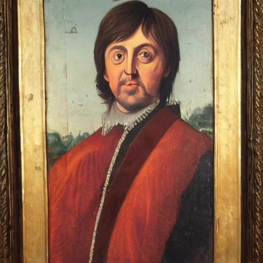 Image similar to 17th century oil painting portrait of paul mccartney as a king