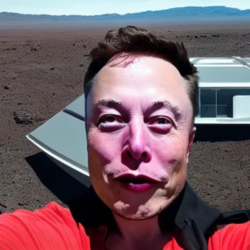 Prompt: Elon musk selfie with futuristic house on mars