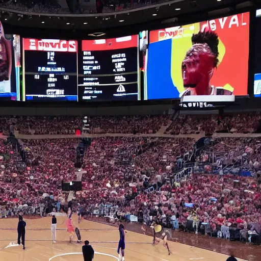 Prompt: everyone in the world watching basketball on a large video screen, 4 k