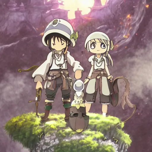 Prompt: made in abyss, fantasy art, fresh and bright illustration, animated film, by studio ghibli