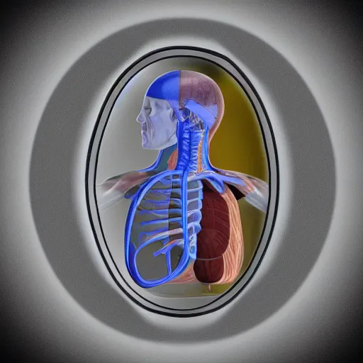 Prompt: transparent 3 d glass oval inside human anatomy realistic 8 k