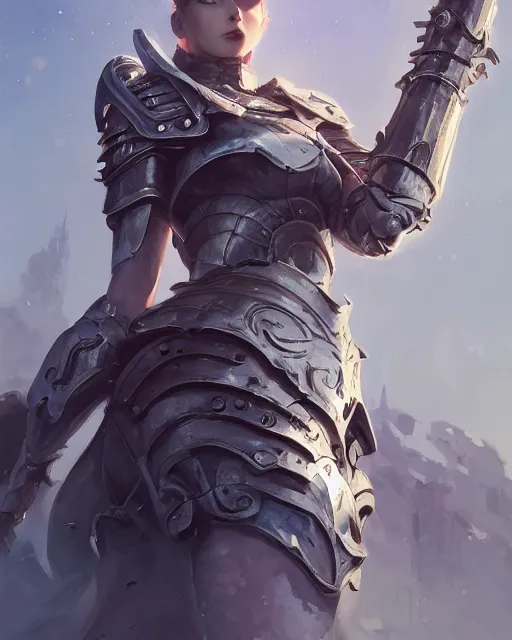 Image similar to Woman with armor, sharp details, sharp focus, elegant, highly detailed, illustration, by Jordan Grimmer and greg rutkowski and PiNe(パイネ) and 薯子Imoko and 香川悠作 and wlop and maya takamura, intricate, beautiful, Trending artstation, pixiv, digital Art