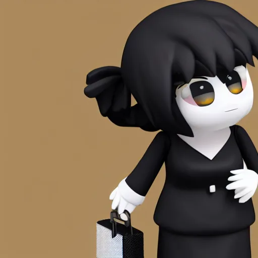 Image similar to cute fumo plush of a businesswoman with a briefcase, vray