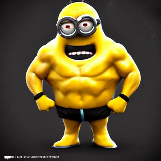 Image similar to minion as a bodybuilder, unreal engine 5, artstation