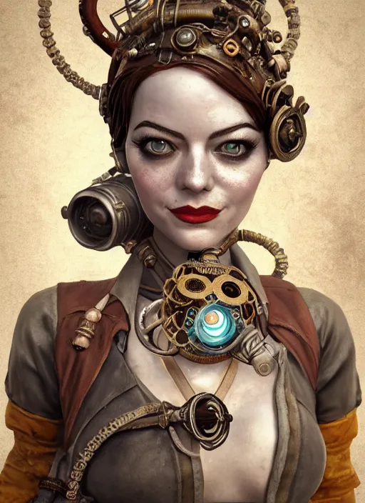 Image similar to underwater steampunk bioshock pirate portrait of emma stone, octopus, hyper detailed, digital art, trending in artstation, cinematic lighting, studio quality, smooth render, unreal engine 5 rendered, octane rendered, art style by klimt and nixeu and ian sprigger and wlop and krenz cushart.