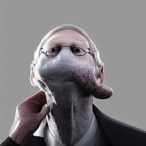 Image similar to mitch mcconnell sticking his head out of a turtle shell, octane render, unreal 5 engine