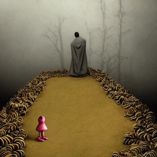 Prompt: the bad lucid dream, surrealistic detailed claymation art, dark, moody, foggy