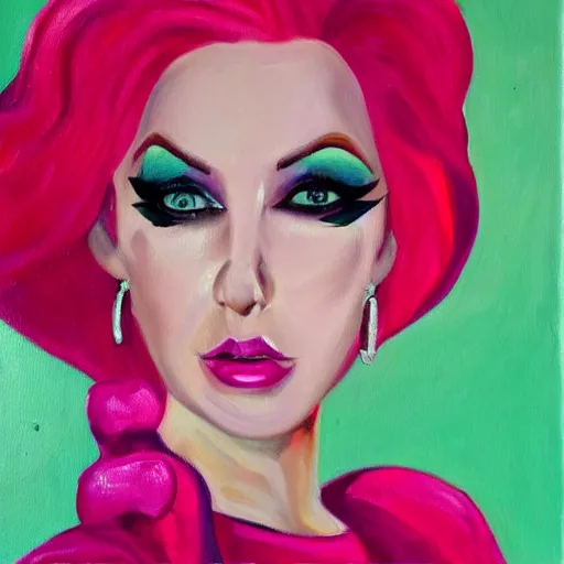 Prompt: oil painting of jeffree star in a pink dress
