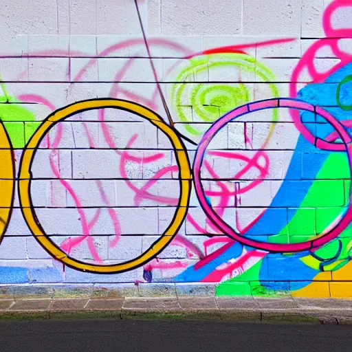 Prompt: wall with graffiti, circles and lines