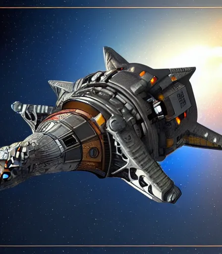 Prompt: highly detailed Calico Medtech - STAR ATLAS spaceship concept render , artstation