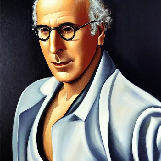 Image similar to closeup portrait of larry david, painting by tamara lempicka, art deco, roaring twenties, streamlined