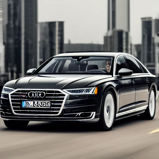 Image similar to black 2 0 2 0 audi a 8, extremely detailed, photo realistic, 8 k, car photography