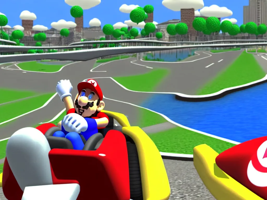 Image similar to realistic micheal rosen on a mario kart wii map