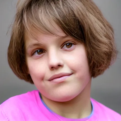 Image similar to closeup portrait of 8 year old boy, thick lips, very pink face, thin eyebrows, short light brown hair, facebook post