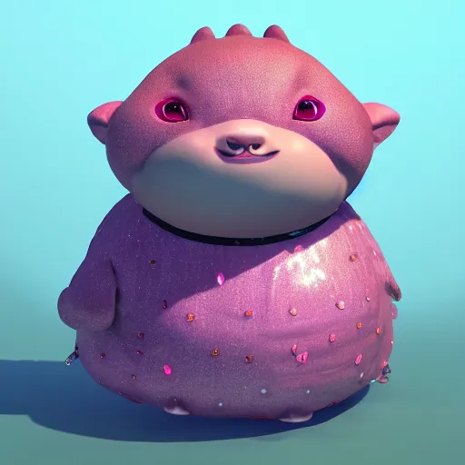 Image similar to chubby fat boy, pink scales ,cute, sparkle eyes, photorealistic, wearing skirt, 4k, unrealengine,