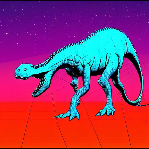 Prompt: a synthwave dinosaur - 4
