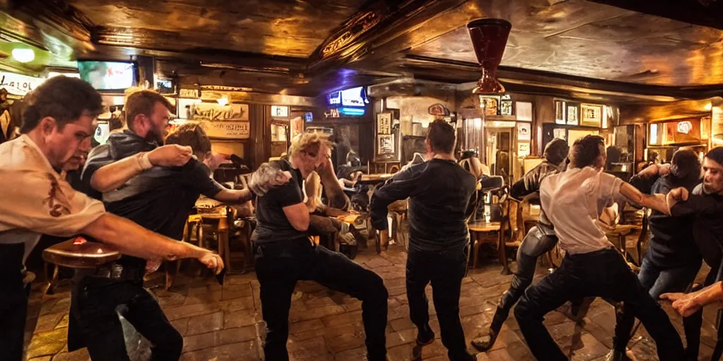 Image similar to a bar fight inside a pub