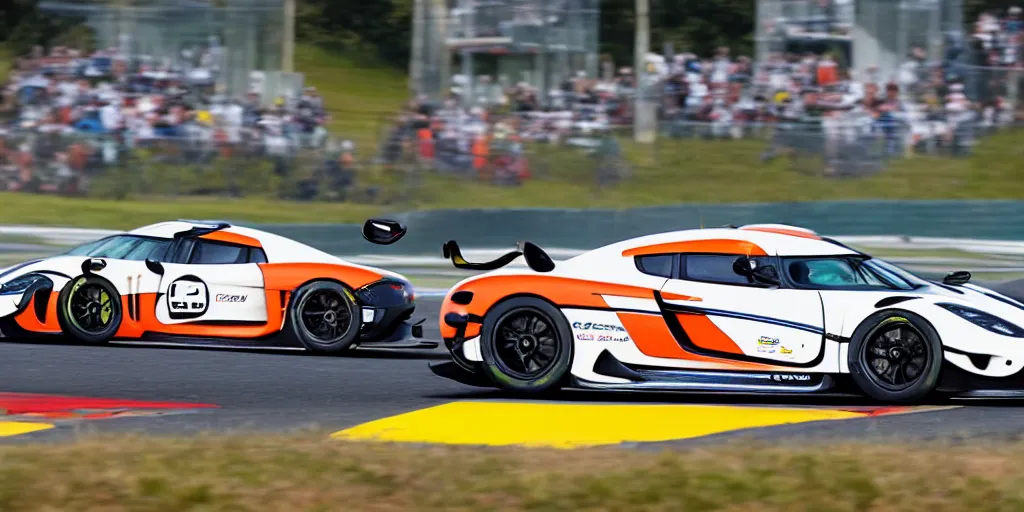 Prompt: Koenigsegg Agera GT3 car racing in the 24hours of LeMans,