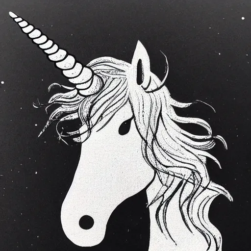 Image similar to unicorn, drawn with dots, art, minimalist, simple,