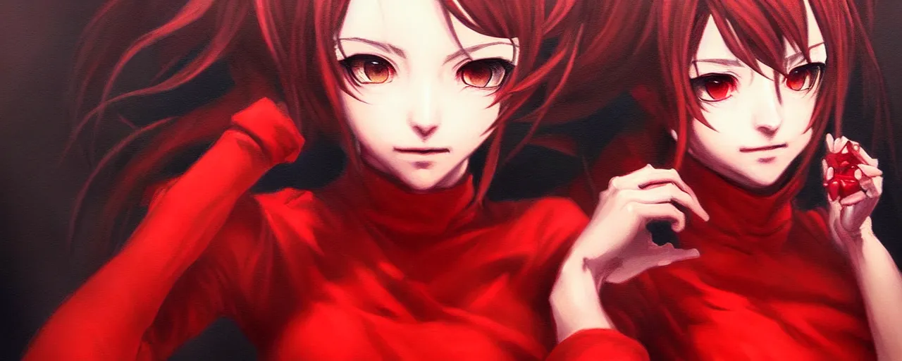 Prompt: a portrait of catgirl wearing red dress an ultrafine detailed painting, detailed painting, detailed eyes!!, final fantasy octopath traveler ghibly