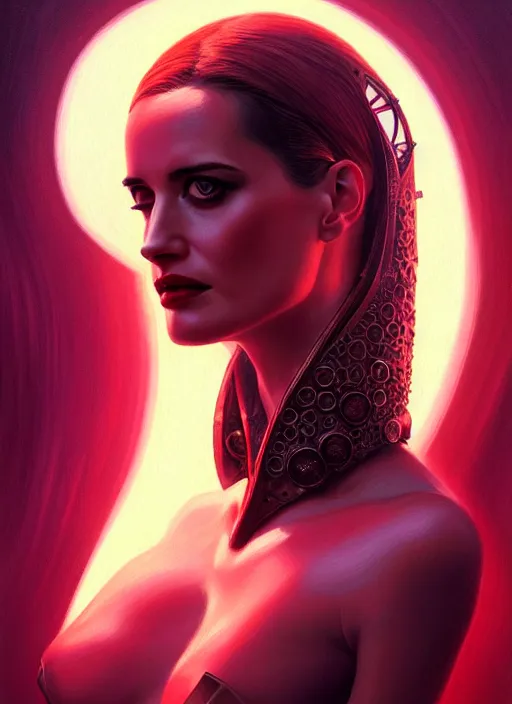 Image similar to eva green as martian queen, intricate, elegant, glowing lights, highly detailed, digital painting, artstation, glamor pose, concept art, smooth, sharp focus, illustration, art by artgerm and greg rutkowski, artey freytag