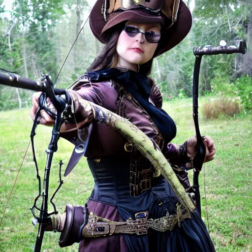 Image similar to photo of female steampunk archer