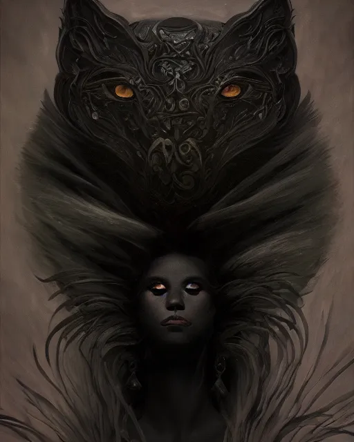 Prompt: a portrait of black furry shadow nightmare monster in a background of deep shadows, illustration, dramatic lighting, soft details, painting oil on canvas, art nouveau, octane render, HDR, 4k, 8k, HD, by Edmund Blair Leighton, Brom, Charlie Bowater, trending on artstation, Tom Bagshaw, faces by otto Schmidt