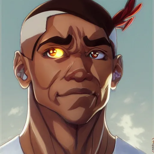 Image similar to anime portrait of obama as a muscular anime boy by stanley artgerm lau, wlop, rossdraws, james jean, andrei riabovitchev, marc simonetti, and sakimichan, trending on artstation