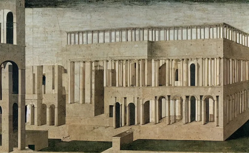 Image similar to a building in the ideal city by piero della francesca