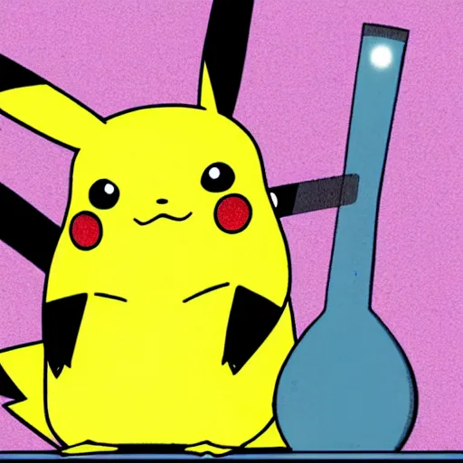 Image similar to pikachu in a hazmat suit, cartoon, thick lines