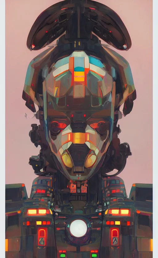 Image similar to upper half portrait of colourful army mecha robot - black background, art by hsiao - ron cheng & alphonse mucha, highly detailed, digital painting, concept art, illustration, smooth sharp focus, intricate, symmetry, artstation,